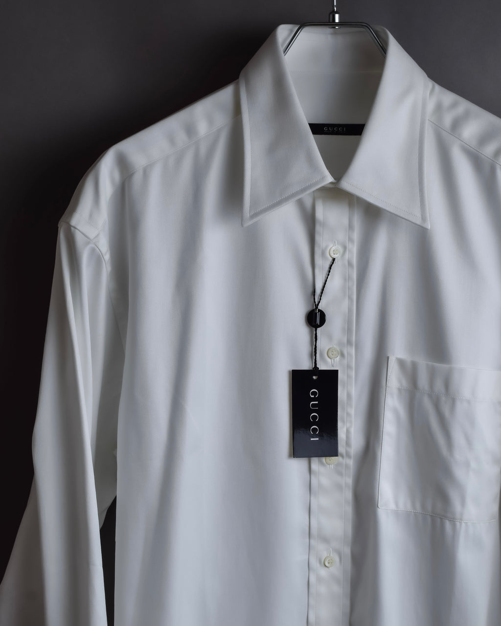 "GUCCI" Minimal collar detail white cotton shirt