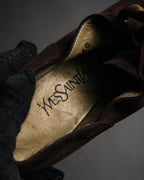 “Yves Saint Laurent” 90’s-00’s Suede ribbon lace-up pumps