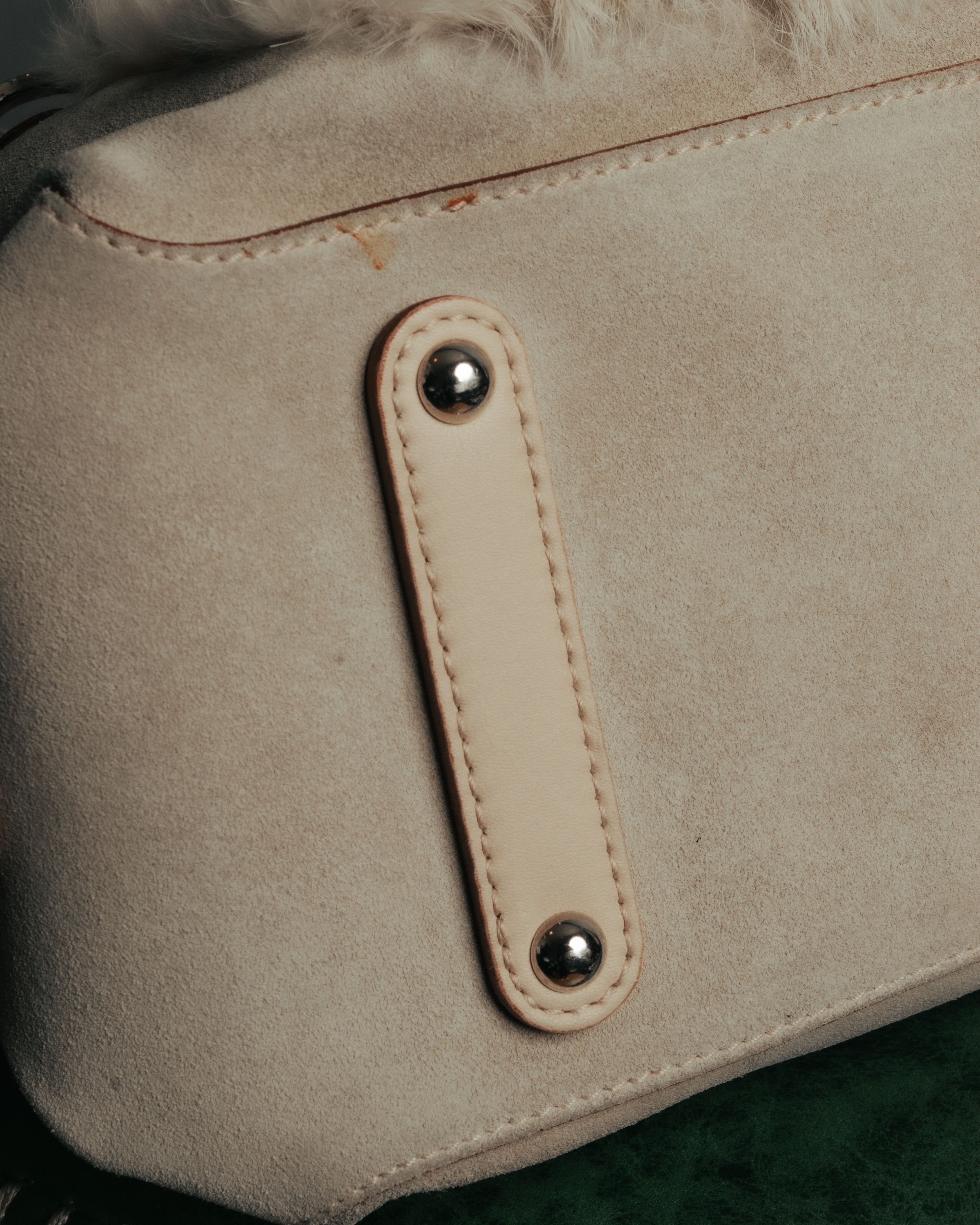 “Salvatore Ferragamo” 00’s Fur panel suede shoulder bag