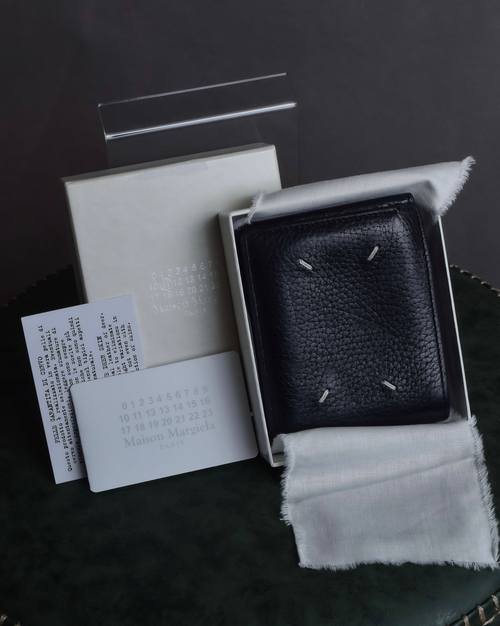 "MAISON MARGIELA" Grain texture leather snap wallet