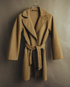 “GUCCI” 00’s-10’s Cashmere-blend leather-trimmed belted long coat
