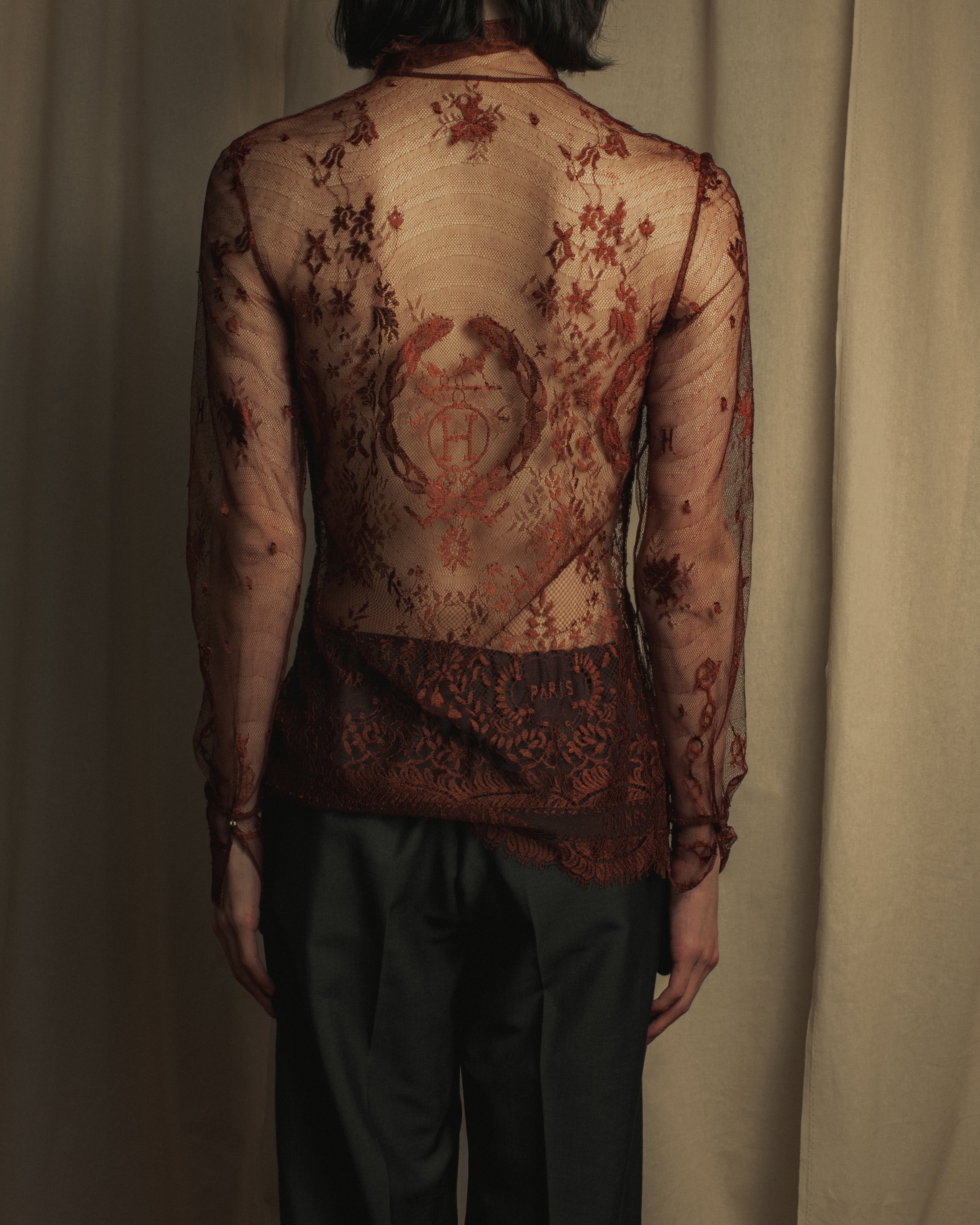 -SPECIAL- "HERMES" 00's Jean-Paul Gaultier Era Engineered Lace Shirt