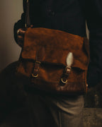 -SPECIAL- "Yves Saint Laurent" 00's Luxurious shearling double buckle messenger bag