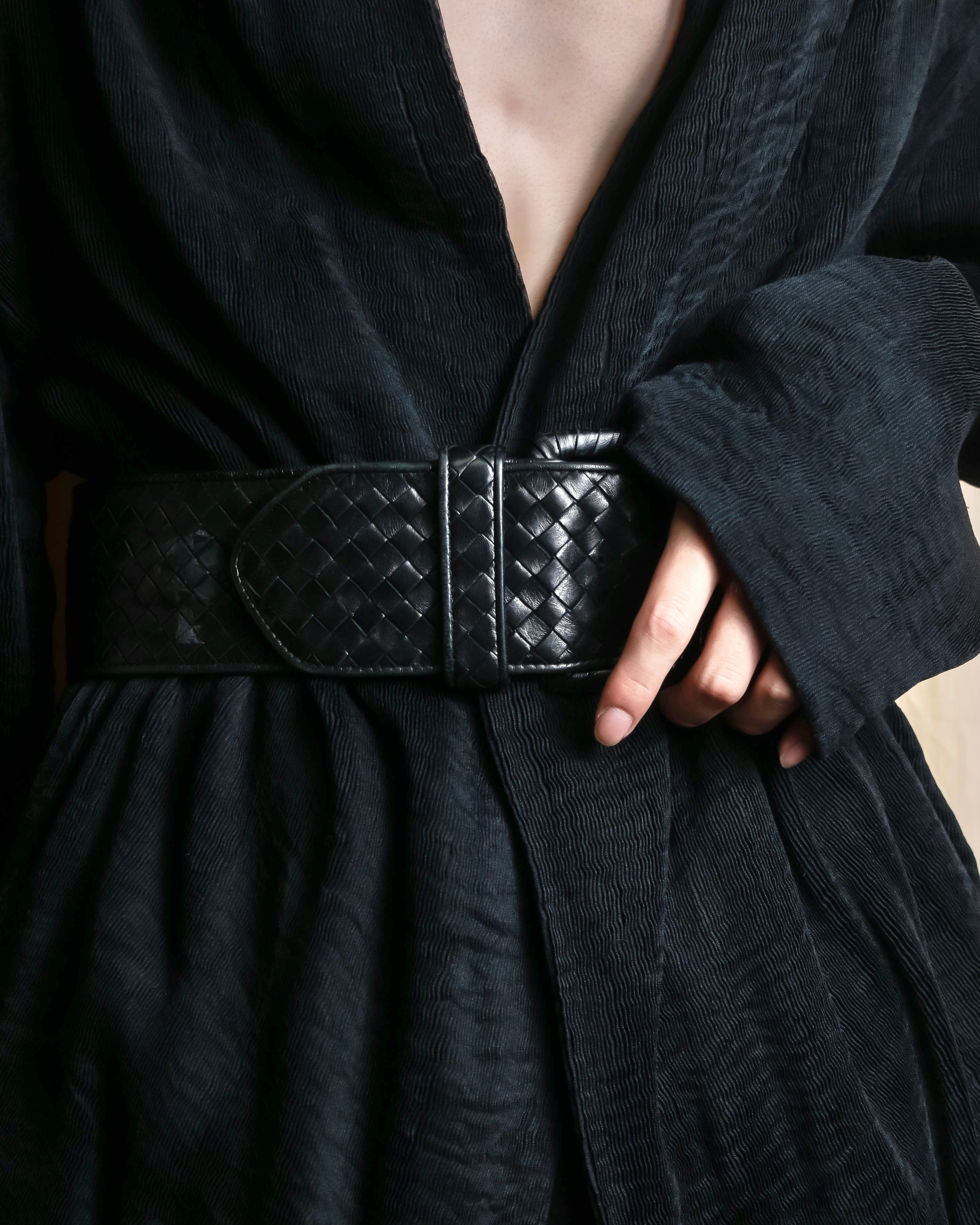 "BOTTEGA VENETA" Intrecciato style wide leather belt