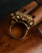 "Vintage glass stone top golden ring"