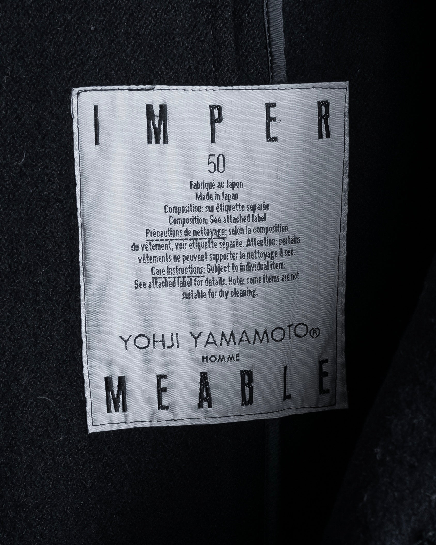 "YOHJI YAMAMOTO" Straight line stand collar coat