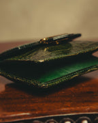 "Yves Saint Laurent" 80's Dark green crocodile compact wallet