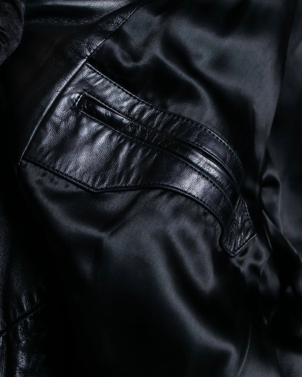 "Claude Montana" Drawcord detail stand-up collar leather blouson