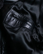 "Claude Montana" Drawcord detail stand-up collar leather blouson