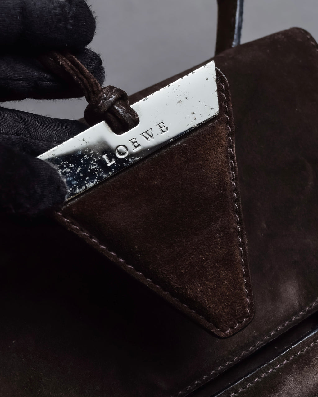 "LOEWE" Textured suede panel barcelona shoulder bag