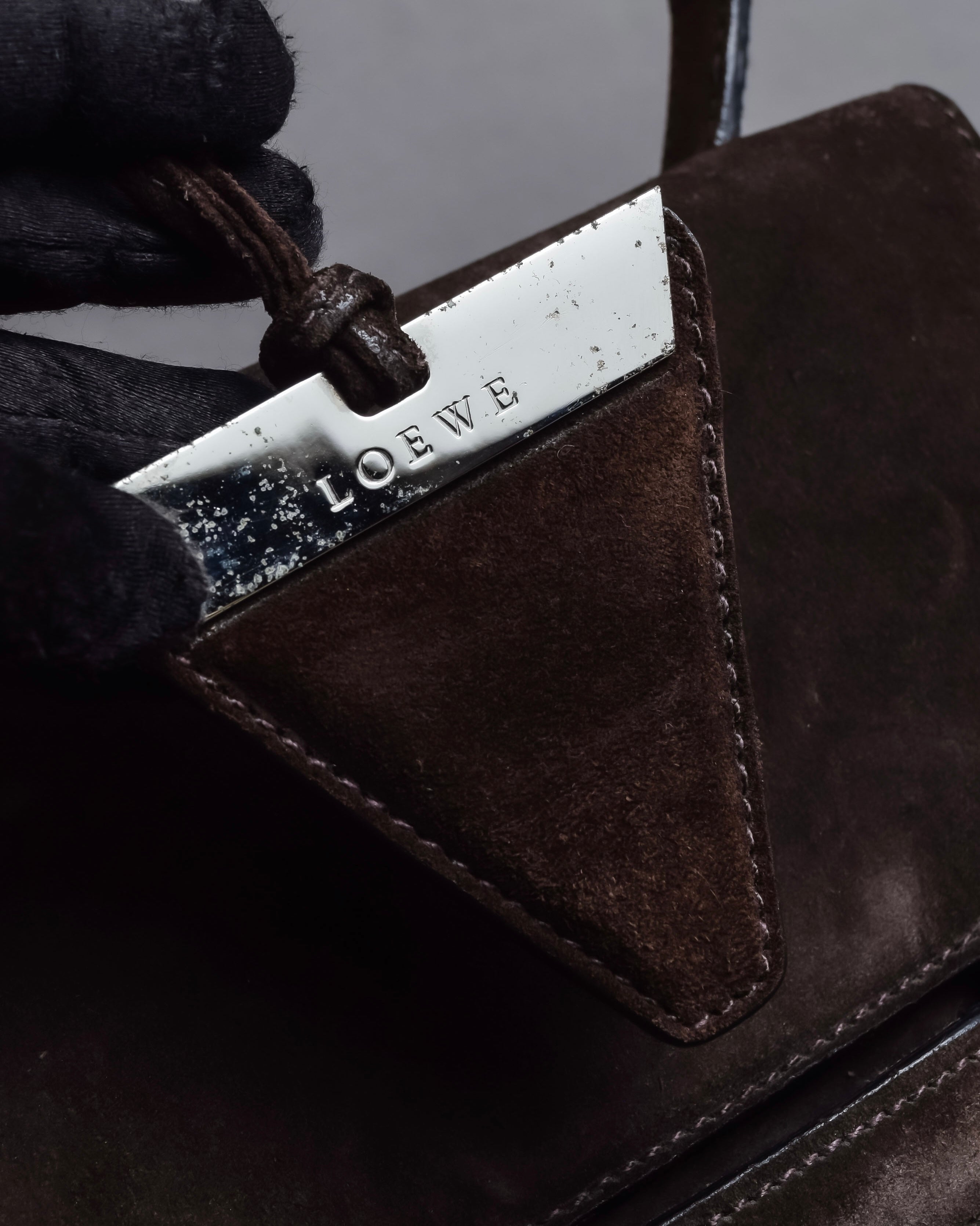 "LOEWE" Textured suede panel barcelona shoulder bag