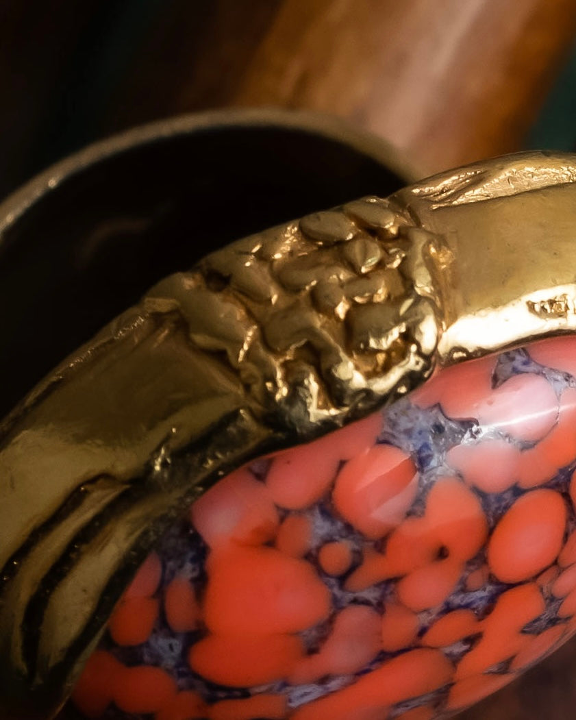 "YVES SAINT LAURENT" Treasure box style turquoise artillery ring