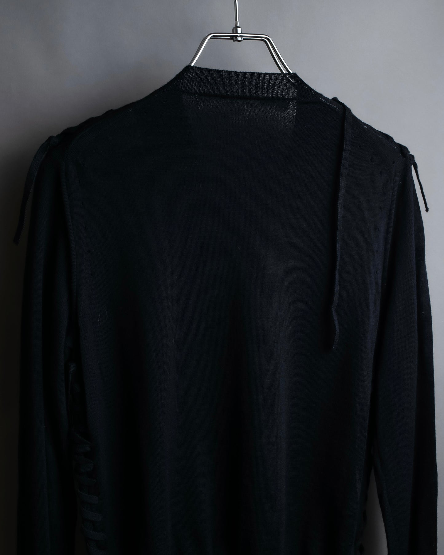 "COMME des GARCONS" Lace up design V-neck knit pullover