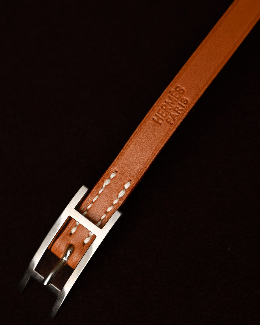 HERMES/ “Hapi” H Logo Leather Bracelet