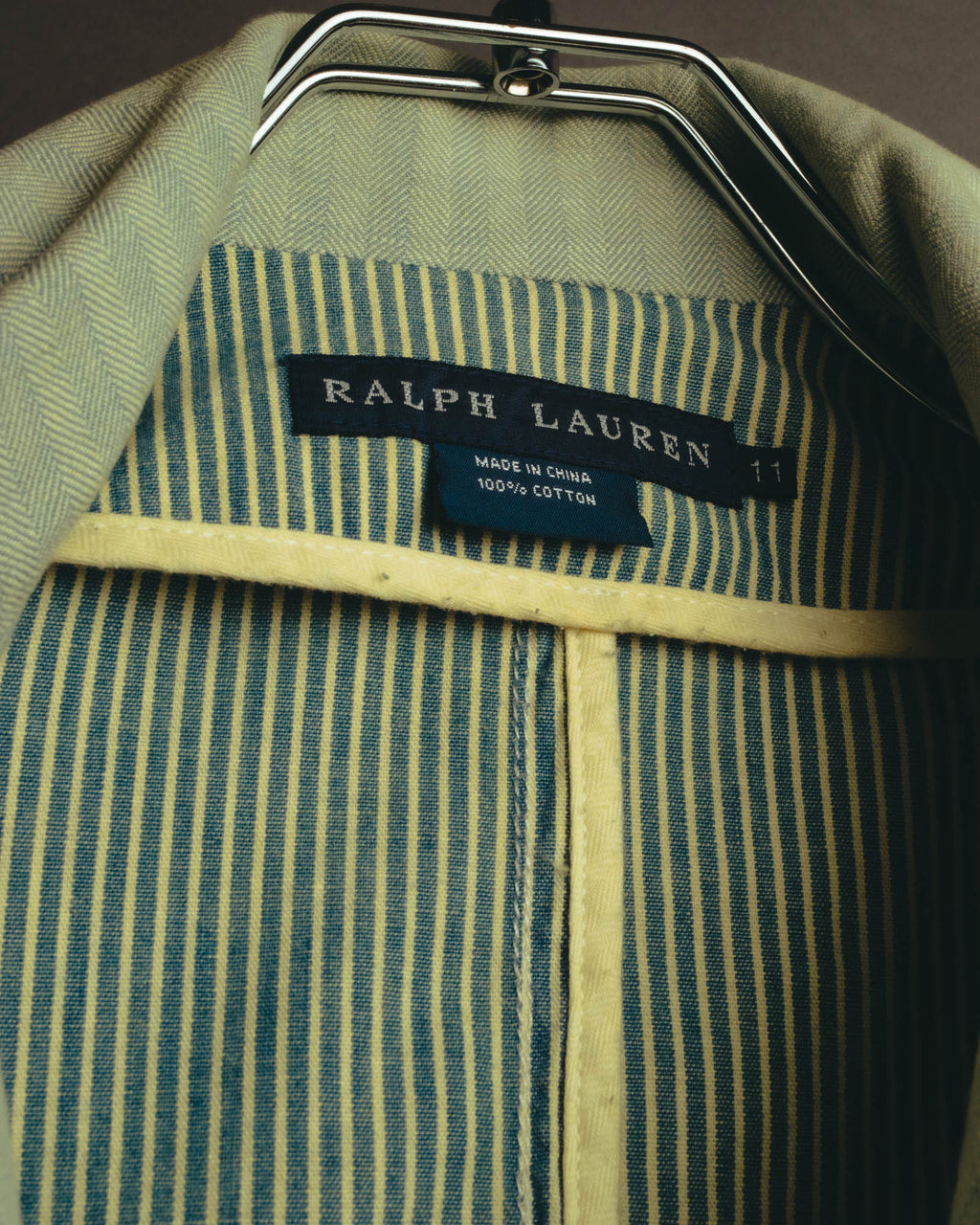 -SPECIAL- "Ralph Lauren" 00's Hickory stripe cotton double-breasted marine jacket