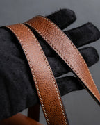 "Salvatore Ferragamo" Gold metal parts brown leather shoulder bag