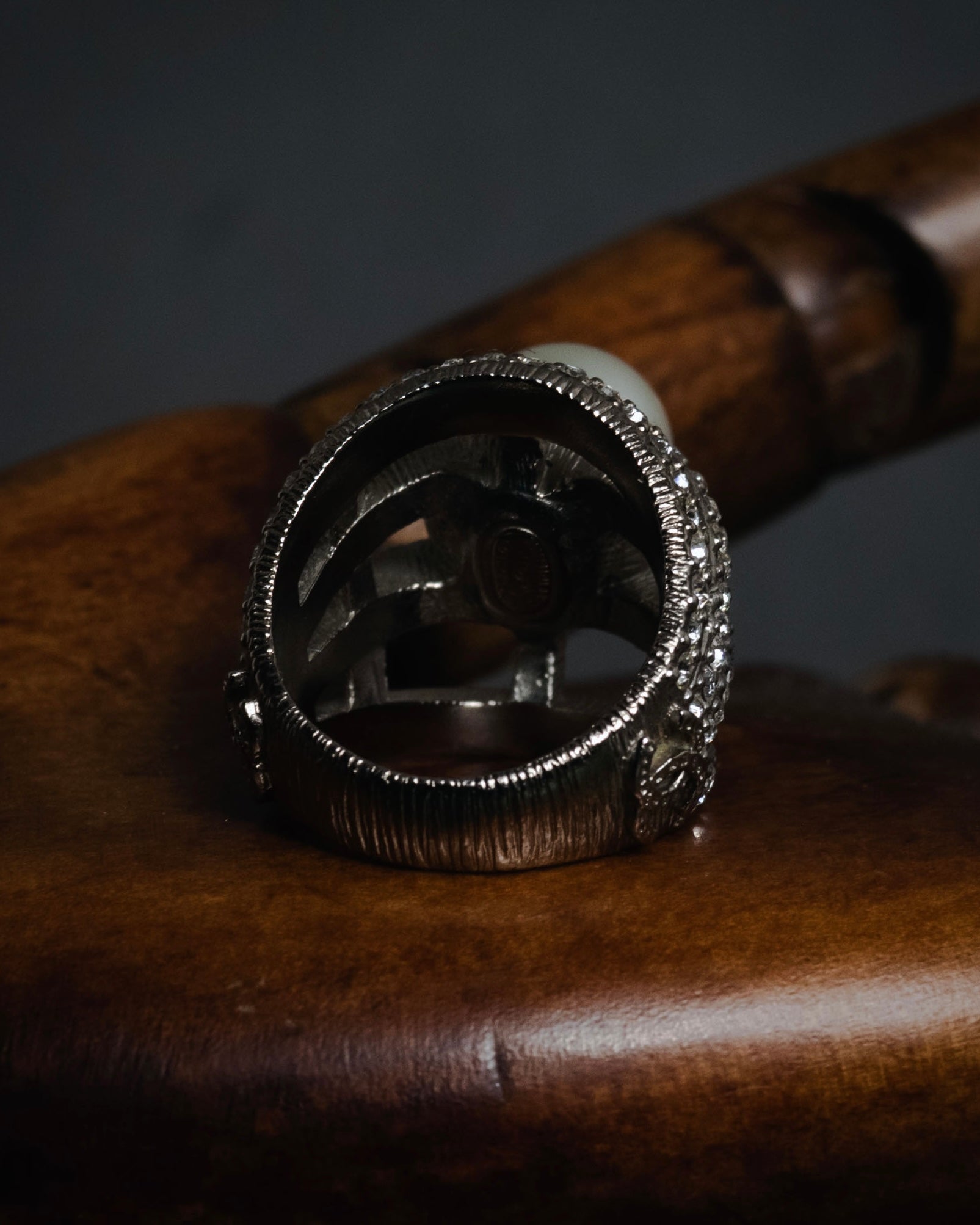 –SPECIAL– "CHANEL" 2016AW Pearl cage pavé statement ring