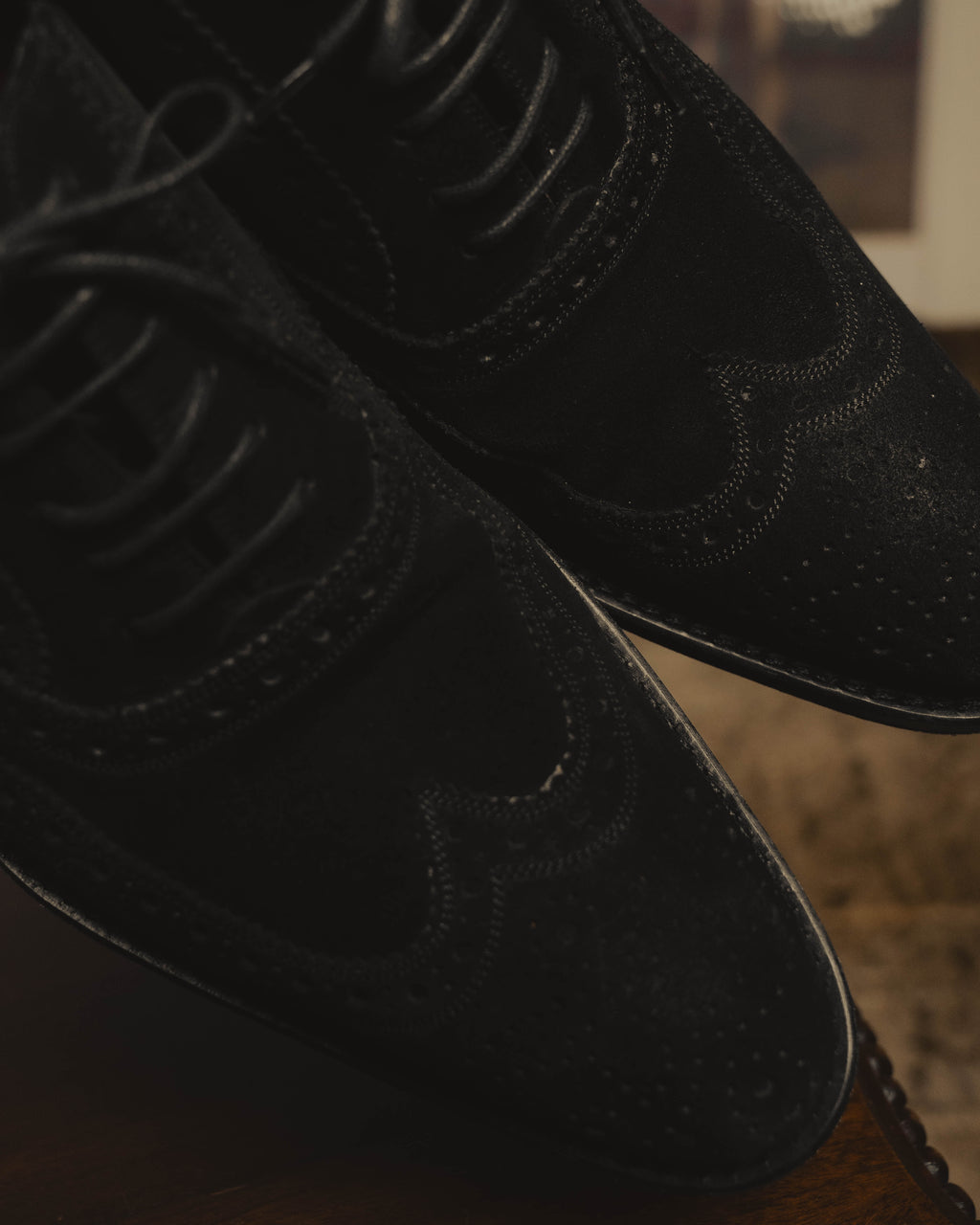 "DOLCE & GABBANA" 00's-10's Black suede wingtip oxford shoes