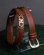 "Salvatore Ferragamo" Gancini motif chain design leather belt