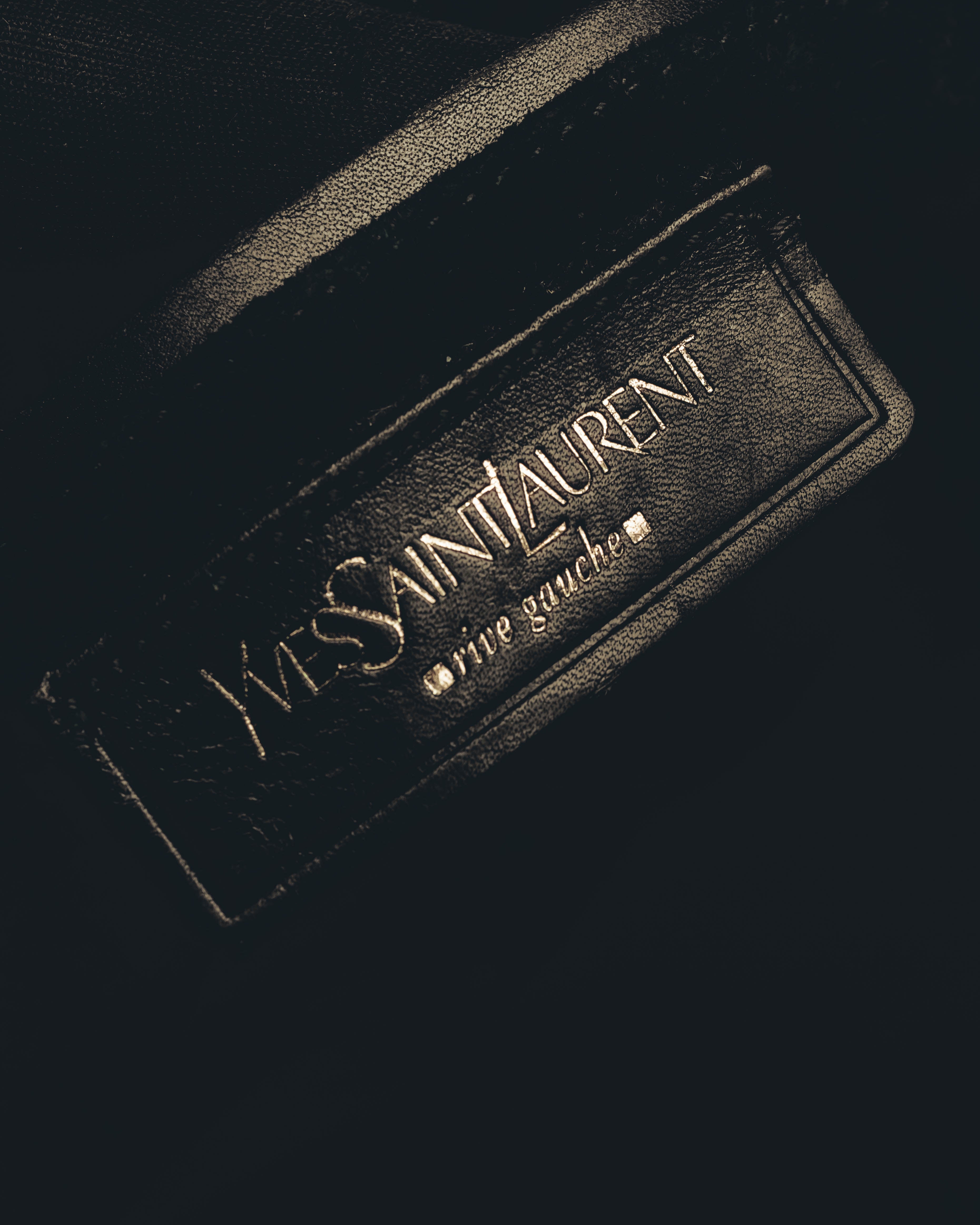 -SPECIAL- "Yves Saint Laurent" 00's Rive gauche black leather frame handbag