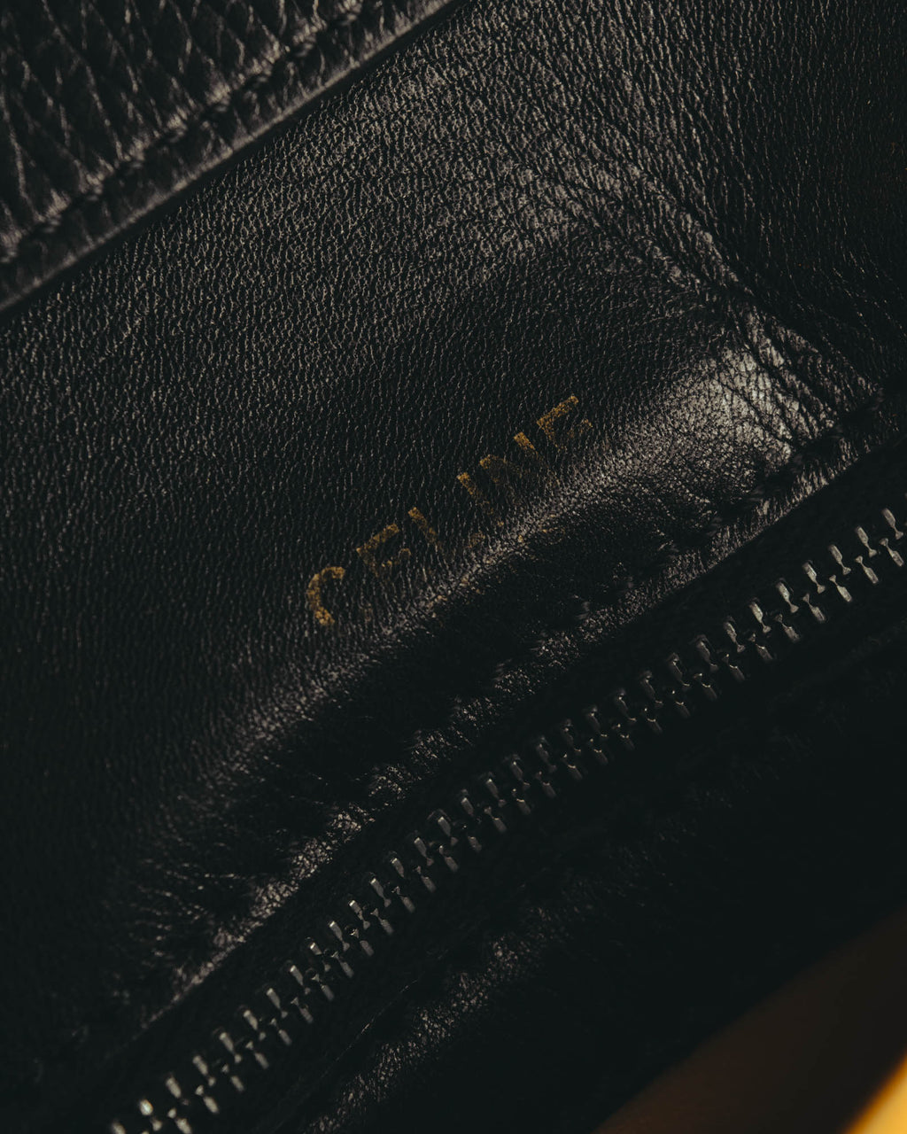 "CELINE" 70's-80's Classic black leather shoulder bag