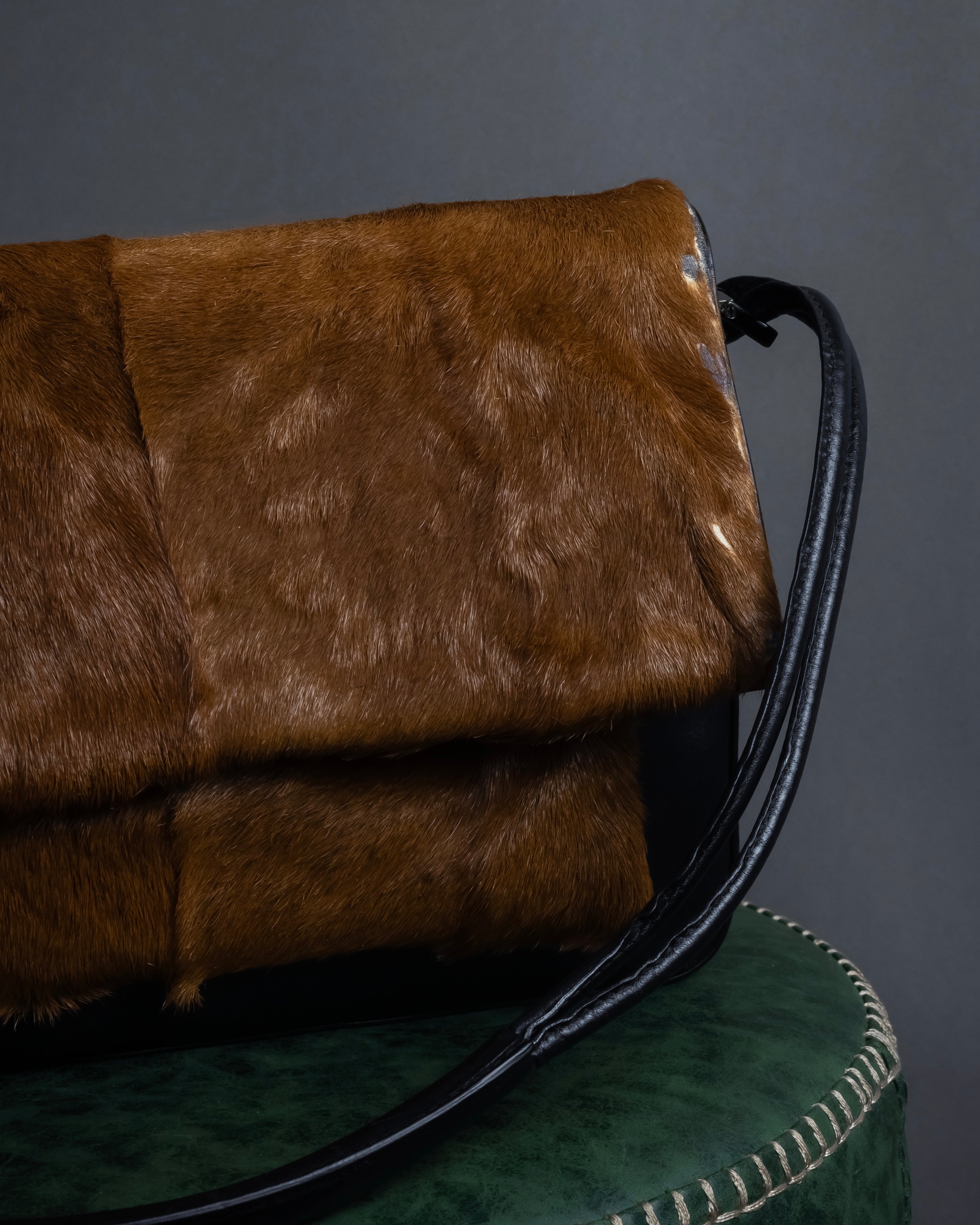 "GUCCI" Combination design hair calf leather bag