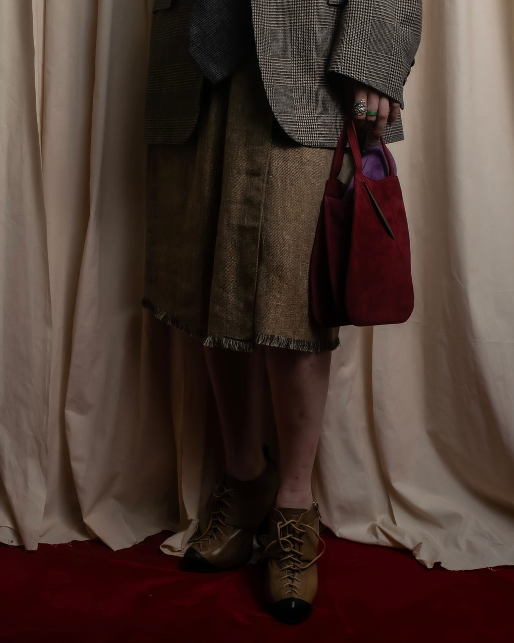 "HERMES" Gaultier period fringe design wrap skirt