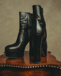 "SAINT LAURENT PARIS" 10's Dramatic leather platform ankle boots