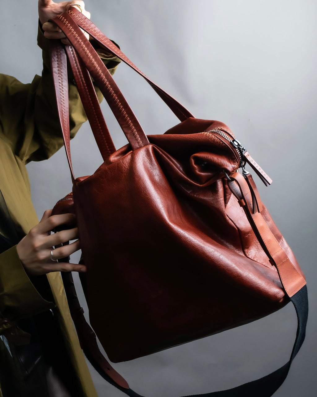 "MAISON MARGIELA" Genuine leather 2way brown color sailor bag