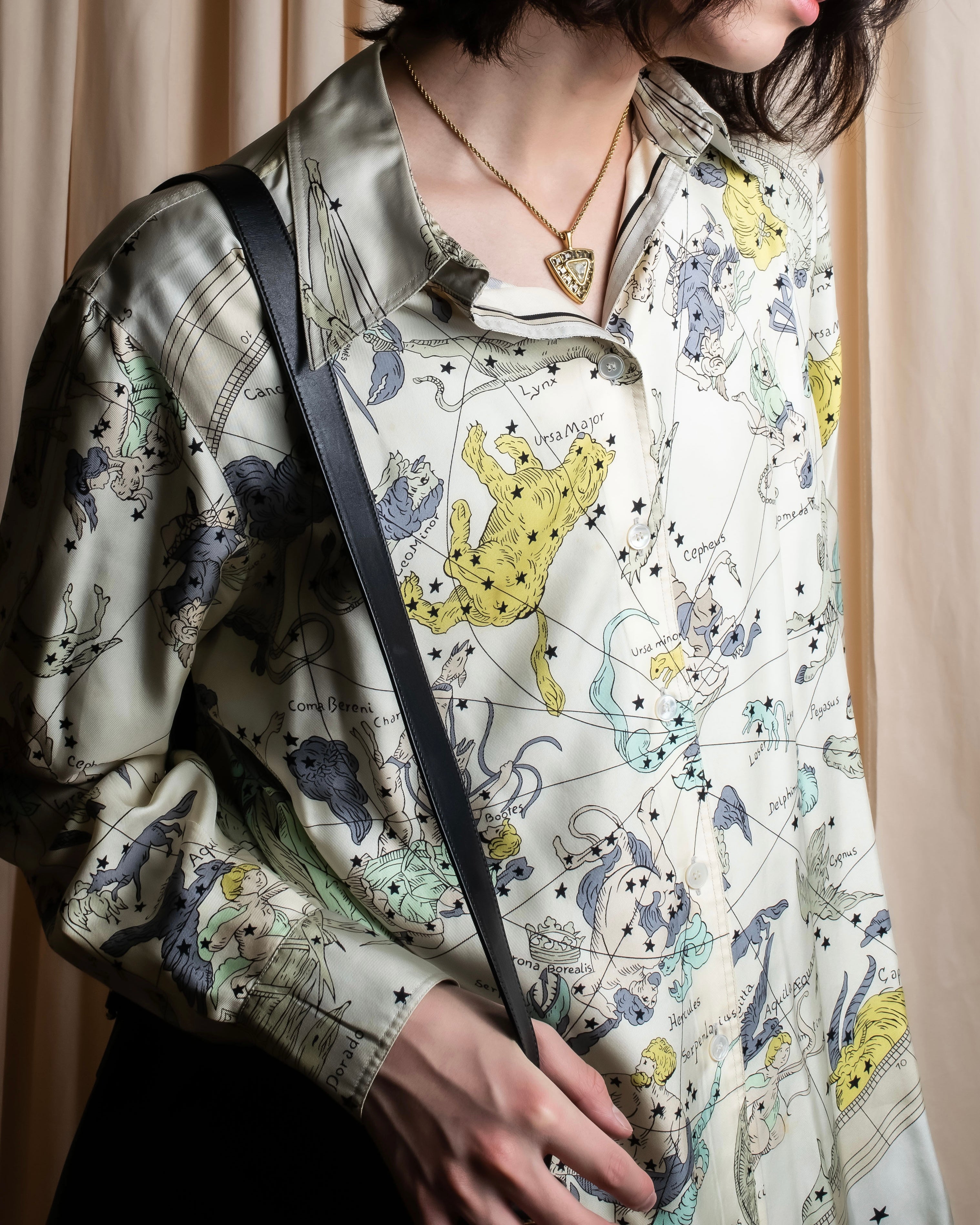 "HERMES" Margiela period Les Étoiles, Stars silk shirt