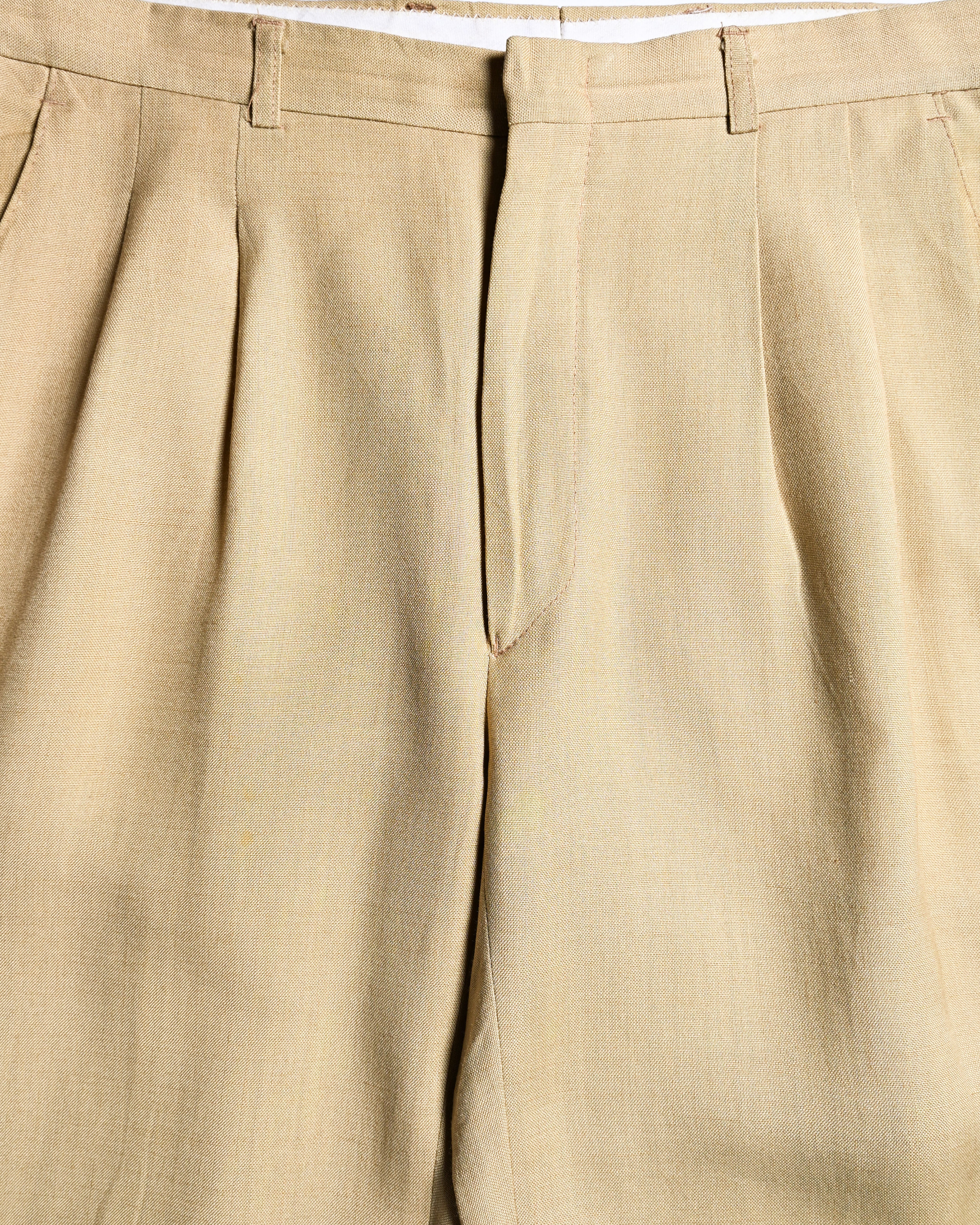 VINTAGE/ Linen Tasted 2 Tuck Trousers Light Beige