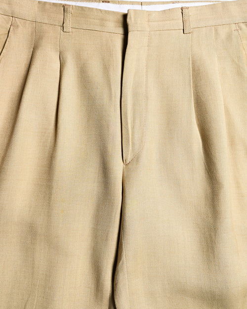 VINTAGE/ Linen Tasted 2 Tuck Trousers Light Beige