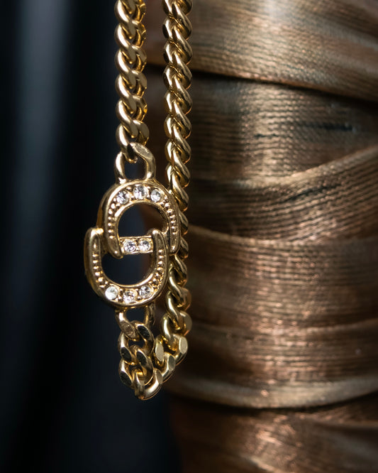 “Christian Dior” CD motif gold chain bracelet