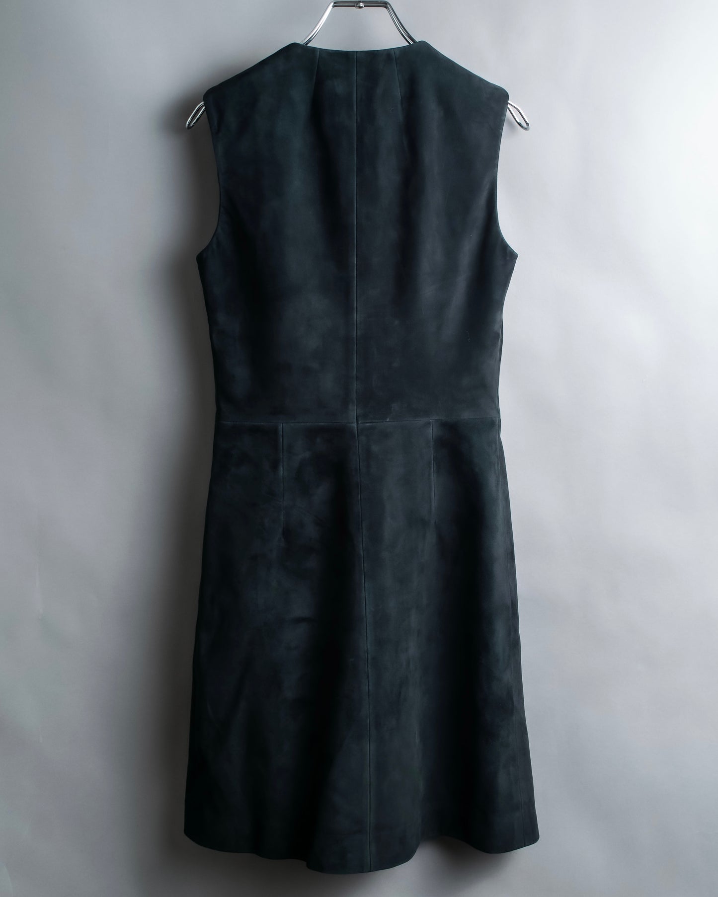 "BALENCIAGA" Lamb leather suede sleeveless dress