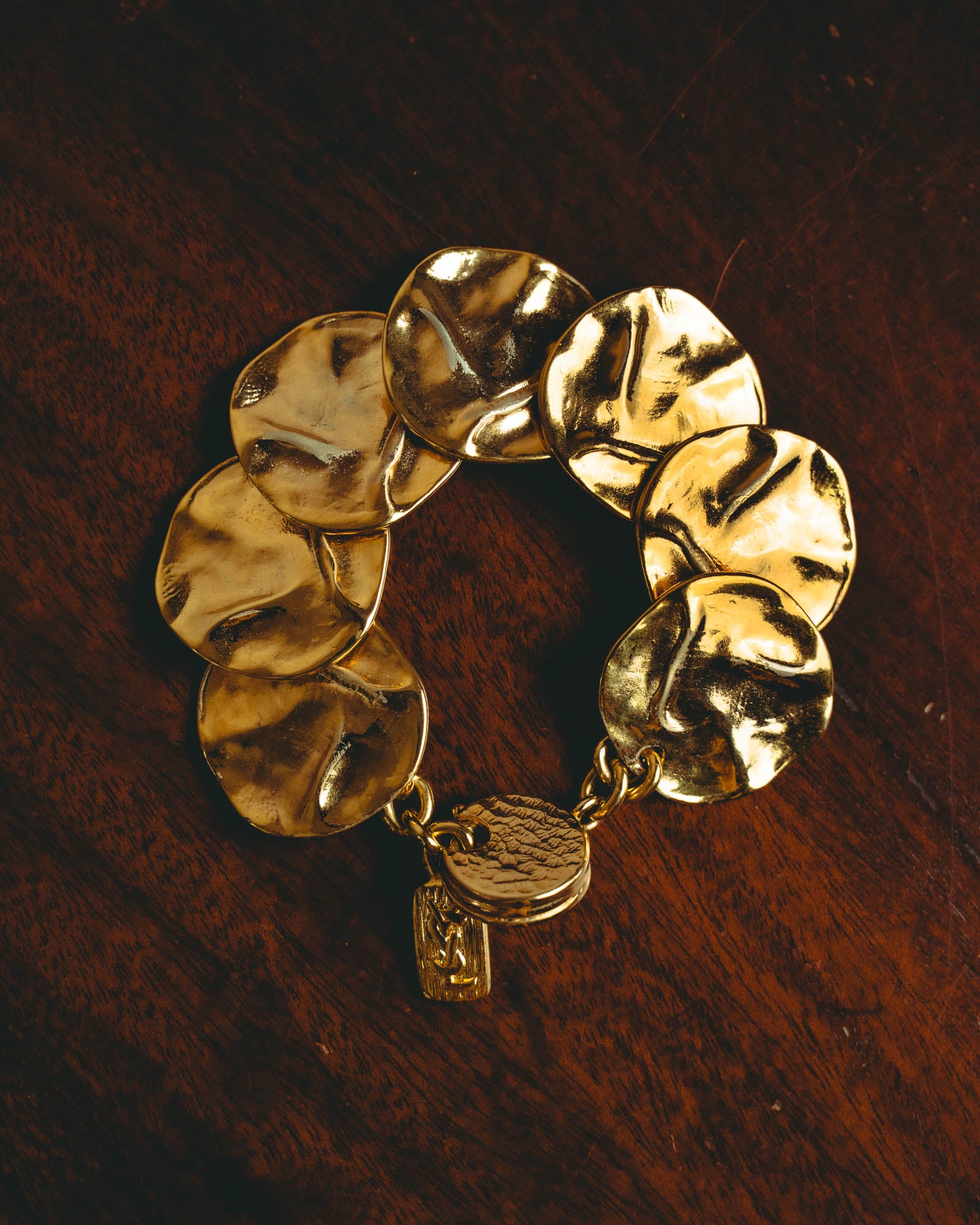 SPECIAL- “Yves Saint Laurent” 80's-90's Hammered gold coin link