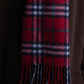 "BURBERRYS" 100% cashmere traditional check pattern fringe design muffler