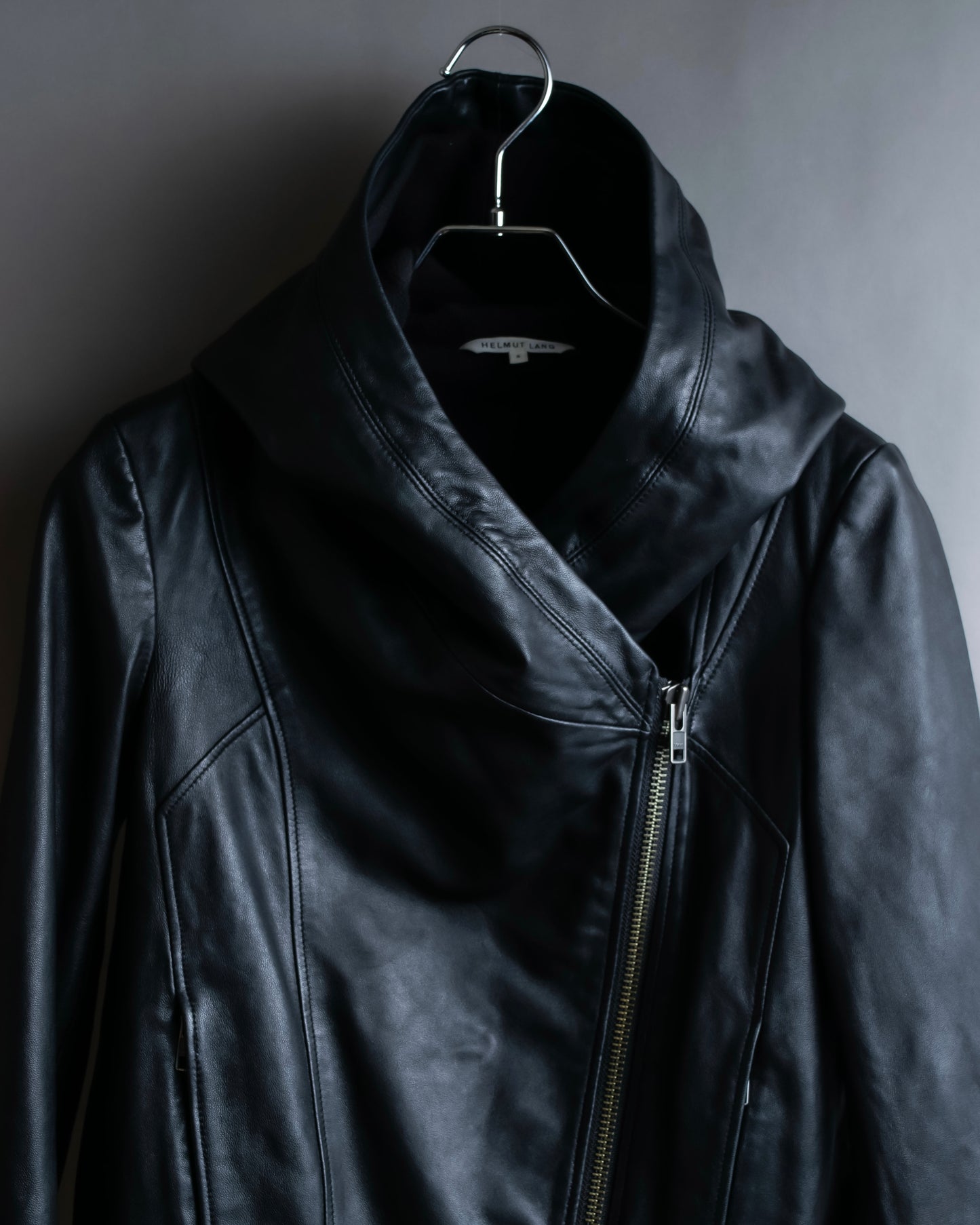 "HELMUT LANG"Boa switching shape leather zip-up jacket