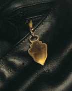 -SPECIAL- "Gucci" 80's Vintage tiger head leather draping shoulder bag with crest charm