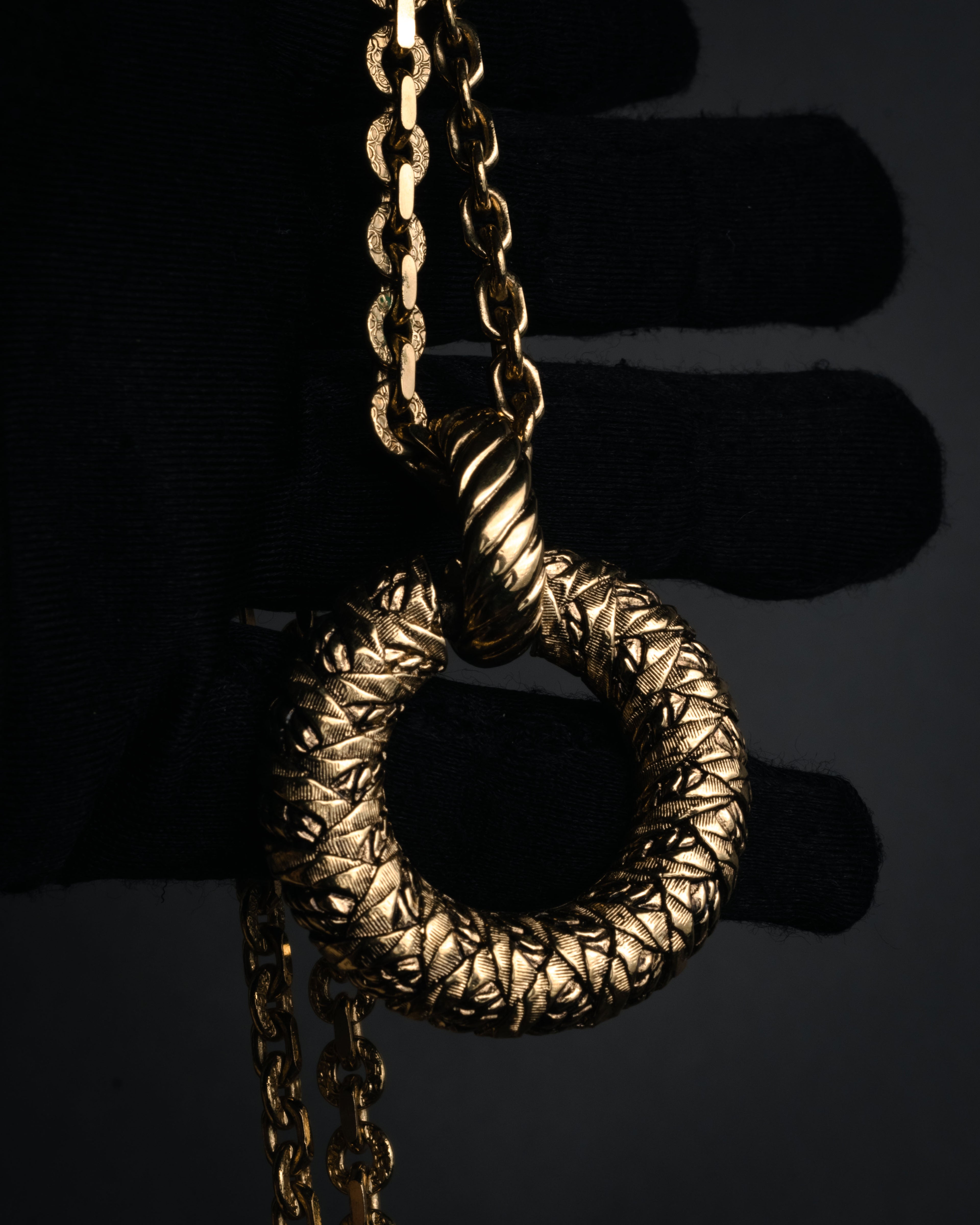 “Yves Saint Laurent” 1980’s-90’s Sculptural circle long necklace