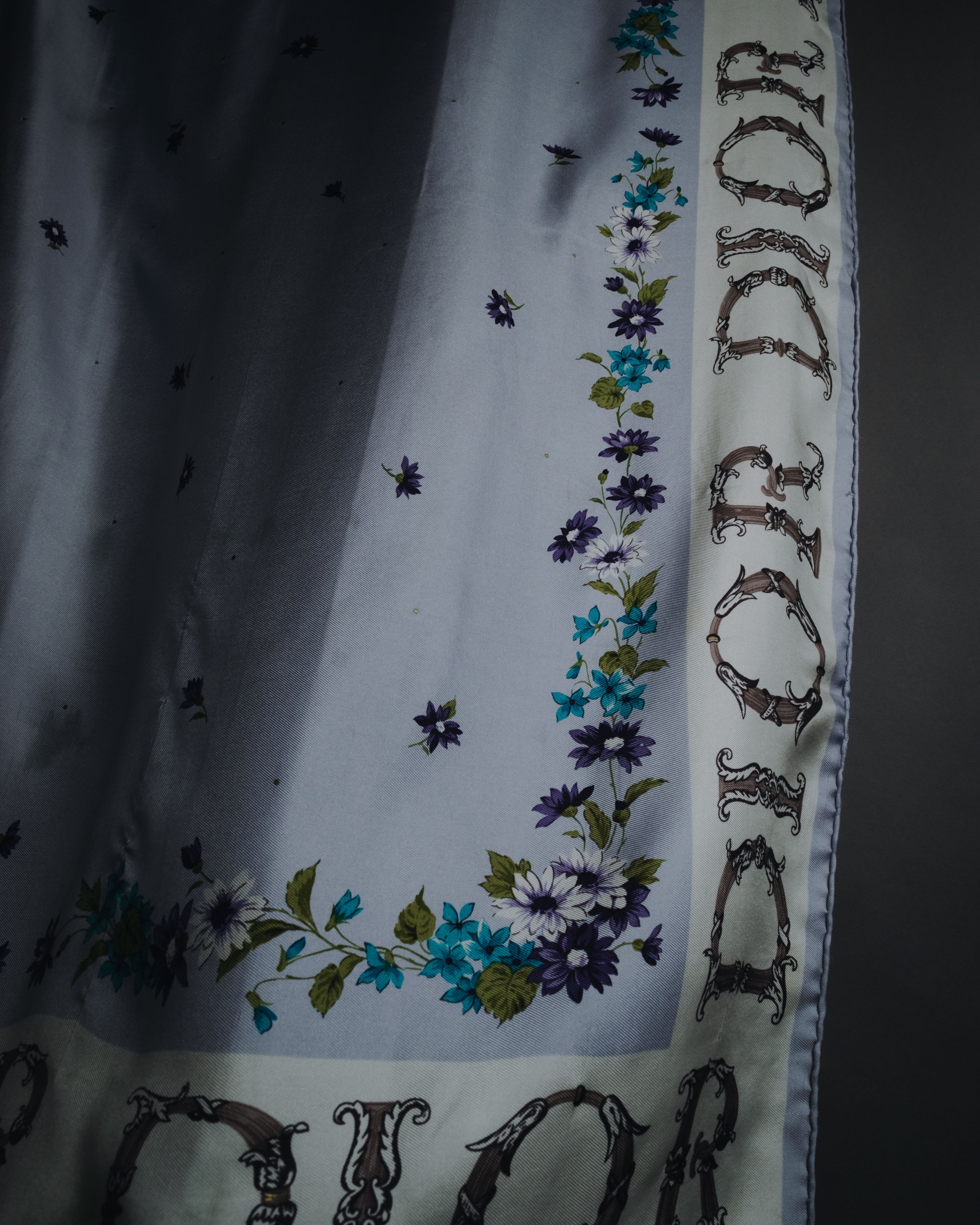 "Christian Dior" 80’s-90’s botanical dior typography silk scarf