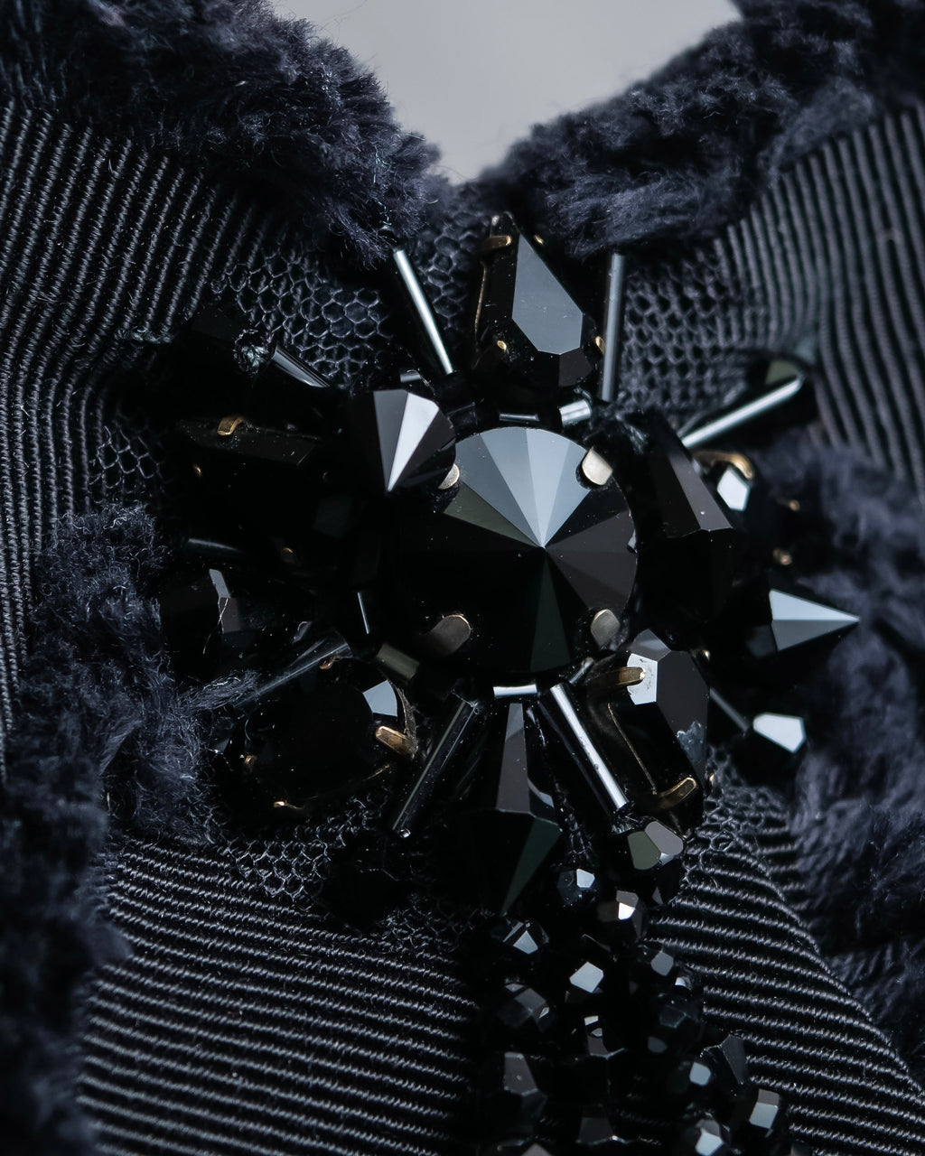 "GUCCI" Black bejeweled grosgrain ribbon