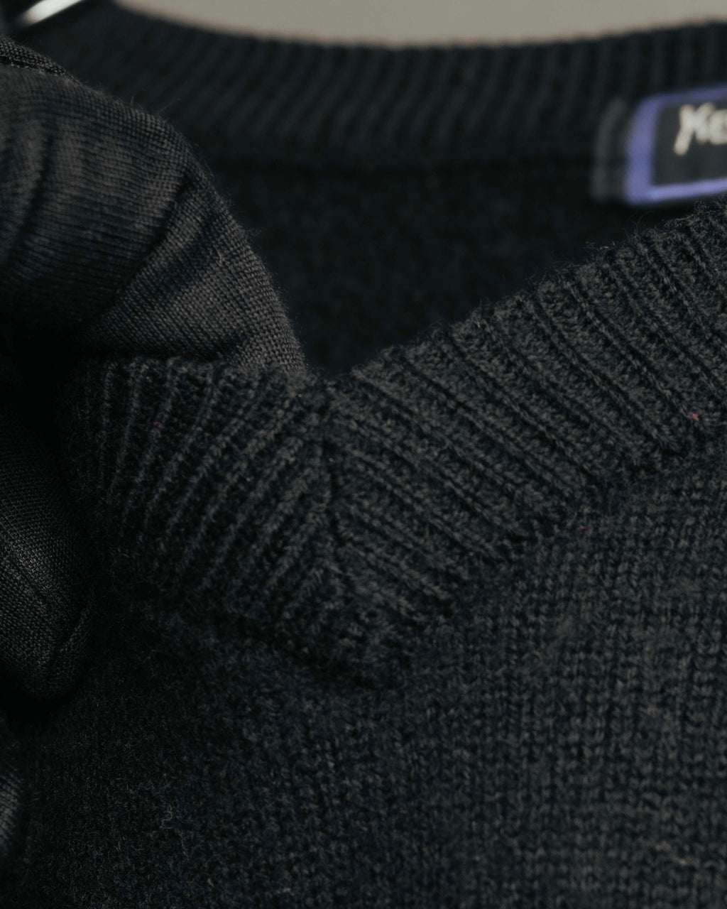 "Yves Saint Laurent" 80's-90's Minimal black wool v-neck sweater