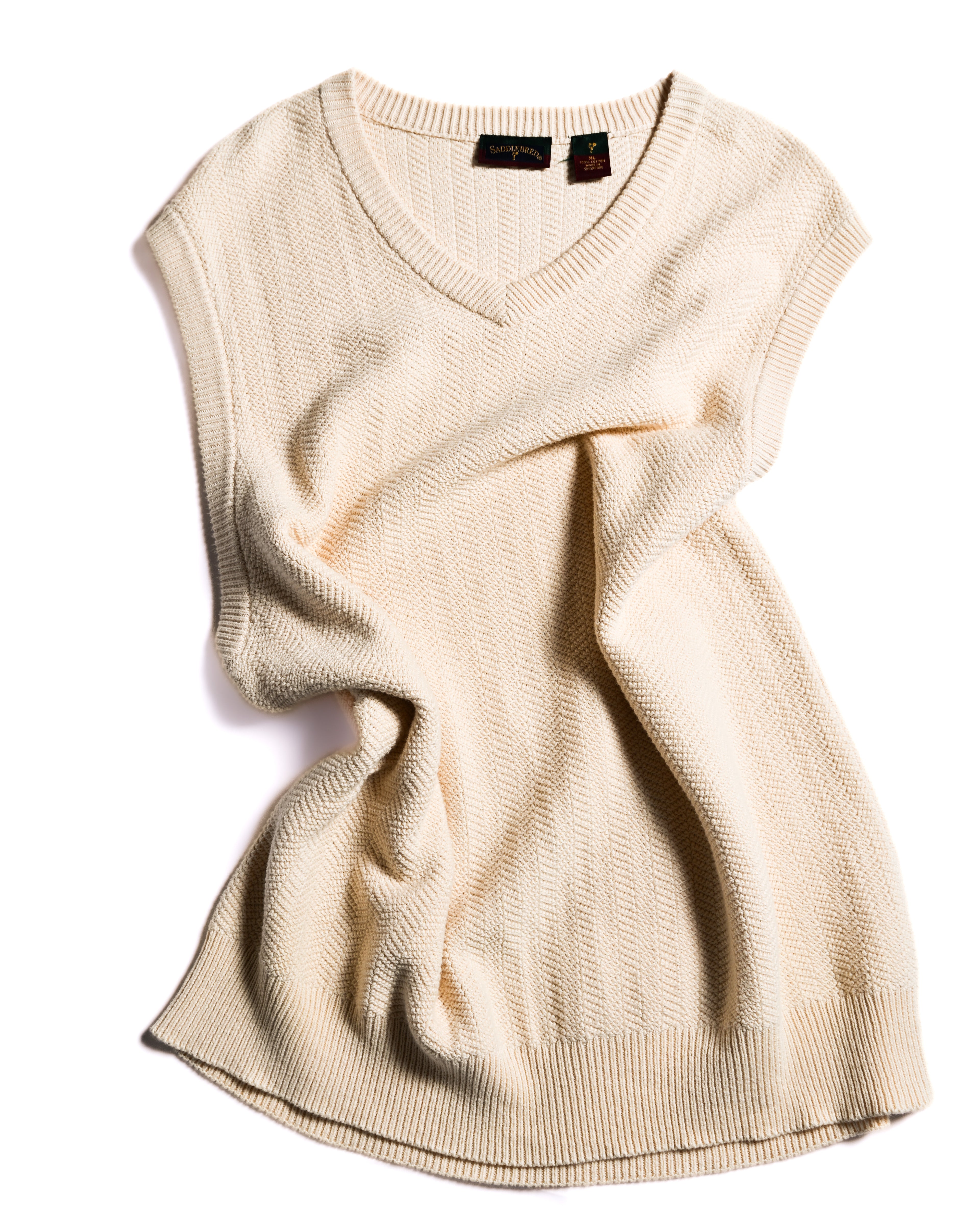 VINTAGE/ Oversized Cotton Knit Vest Ivory
