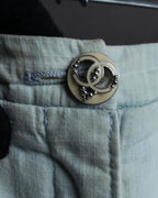 "CHANEL" Coco Mark button detail washed flared denim