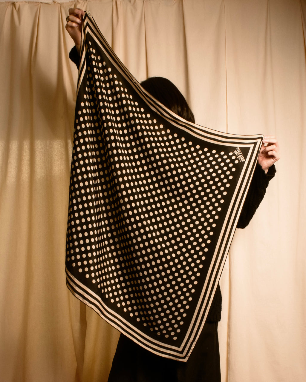 "JEAN PAUL GAULTIER" Classical dot pattern silk scarf