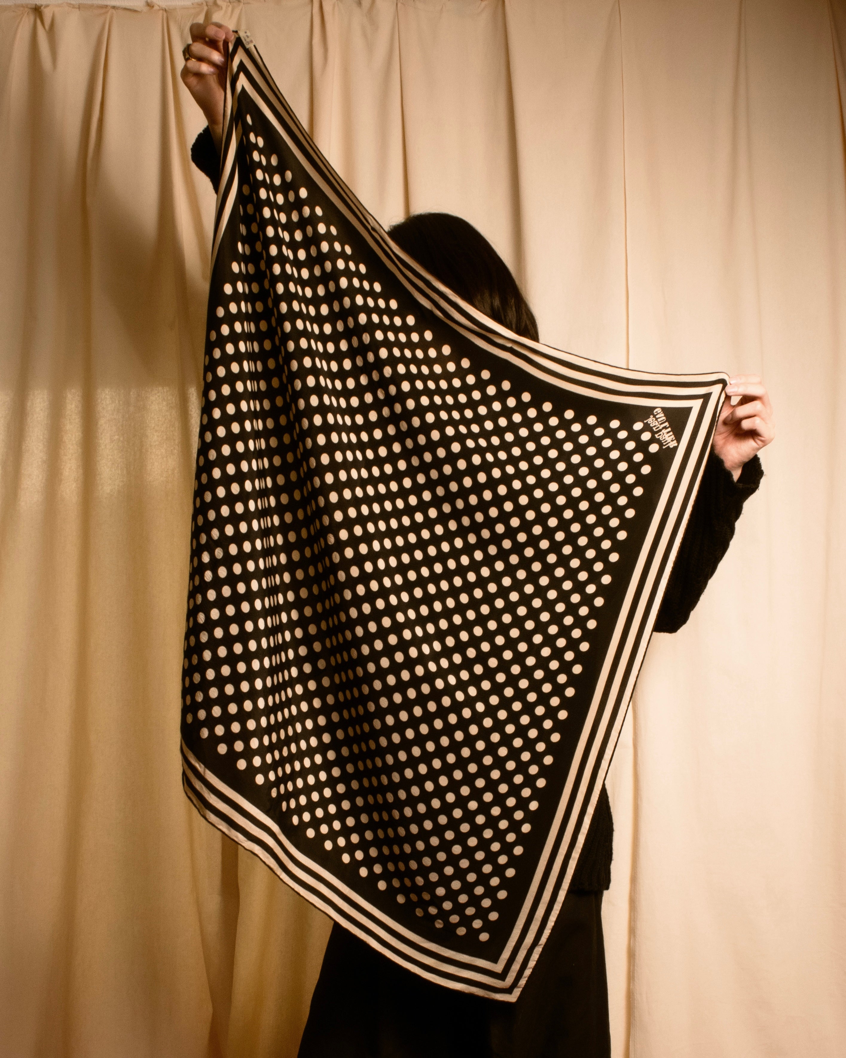 "JEAN PAUL GAULTIER" Classical dot pattern silk scarf