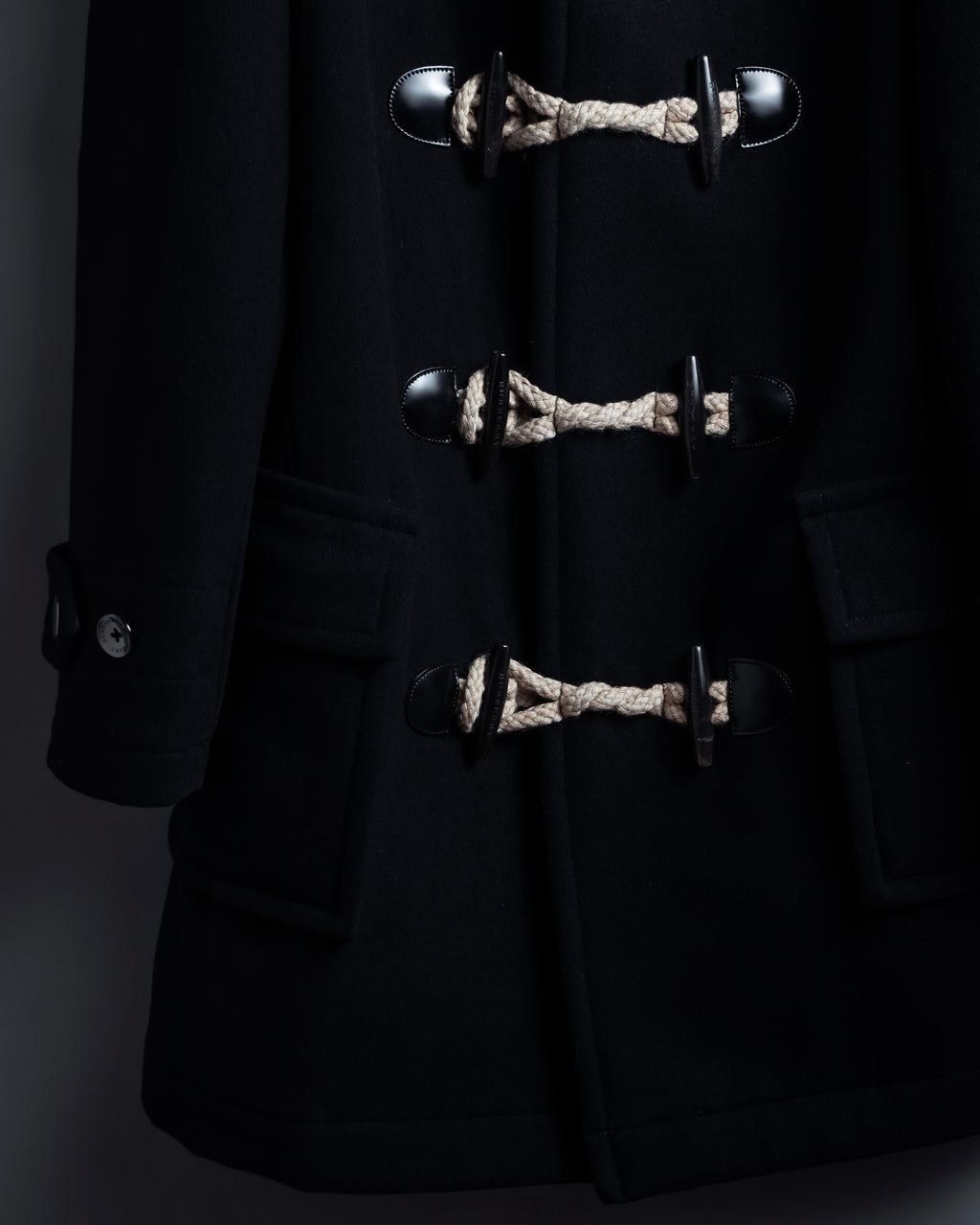 "BURBERRY" Classic detailing melton wool duffle coat