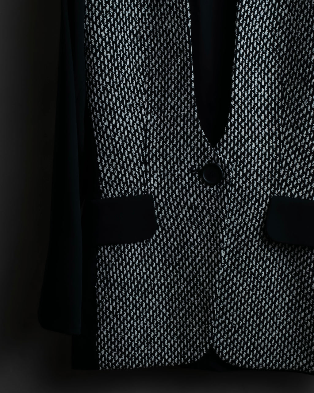 "Christian Dior" Jacquard switching design no-collar jacket