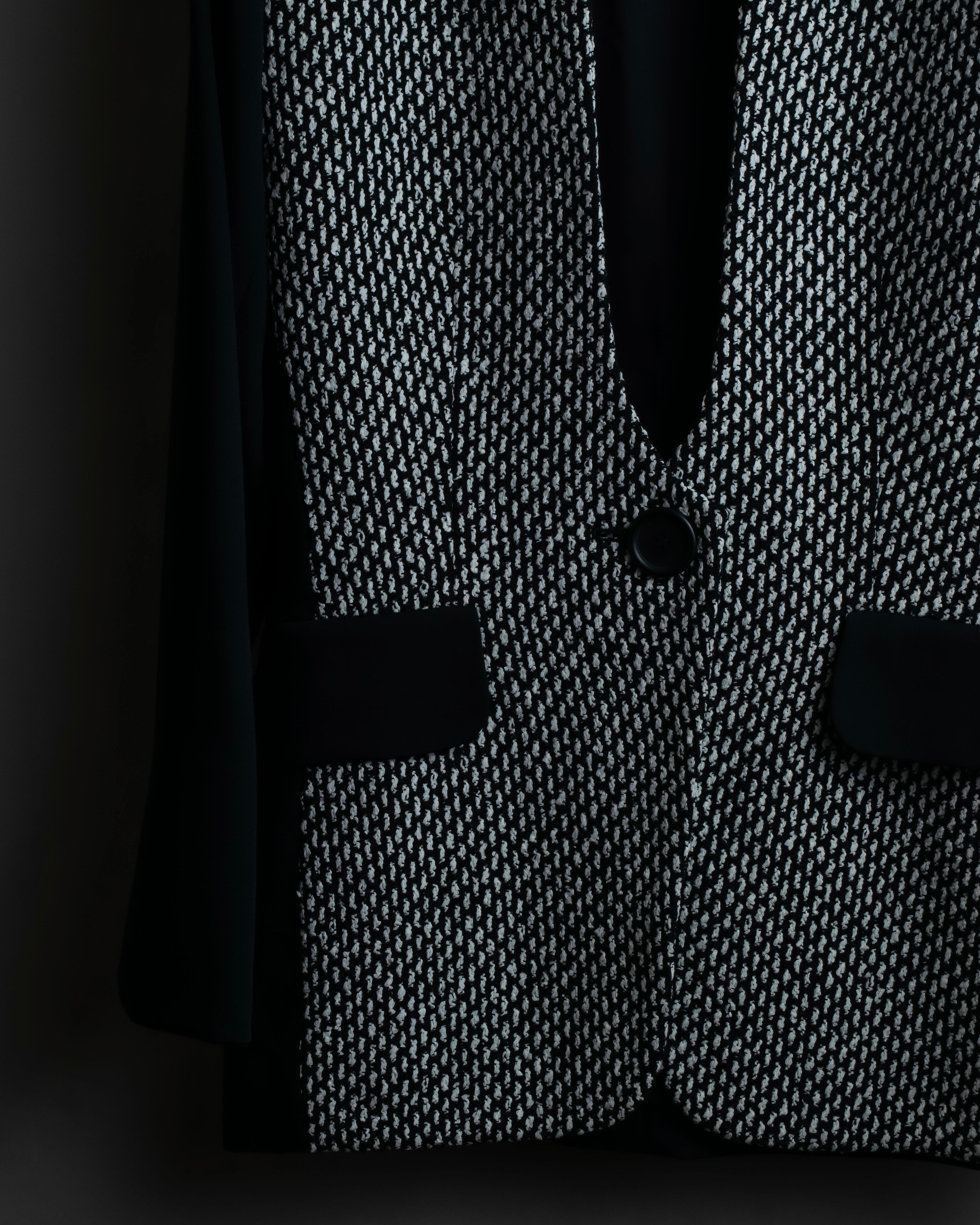 "Christian Dior" Jacquard switching design no-collar jacket