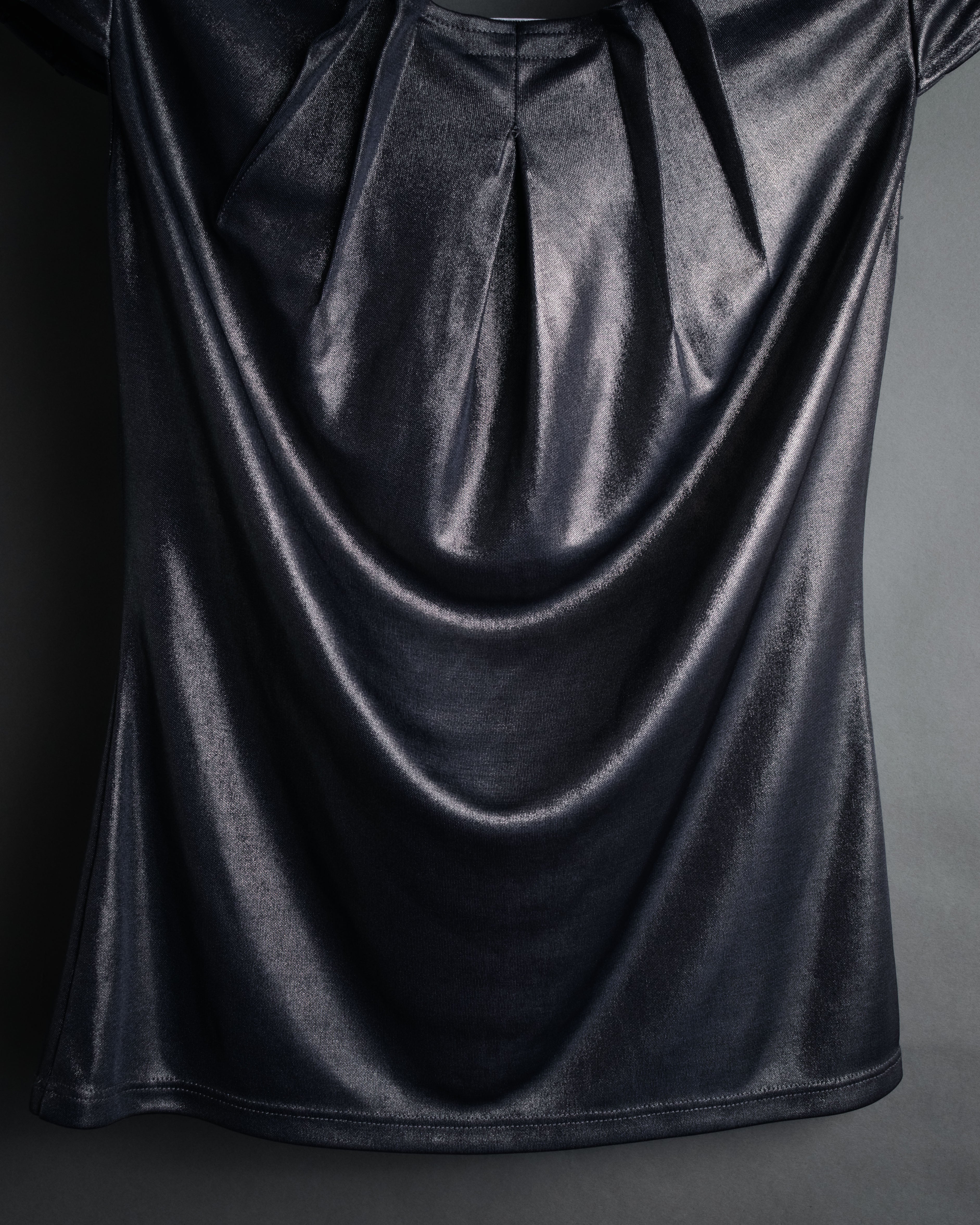 “Christian Dior” 2000’s Metallic draped cap sleeve top